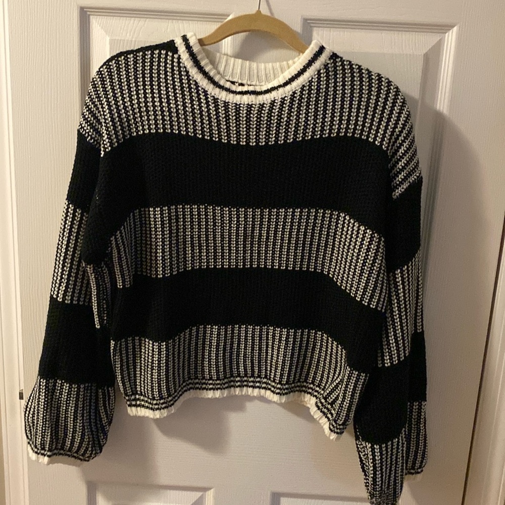 Black and white striped, crop sweater, size Large from SHEIN, never worn